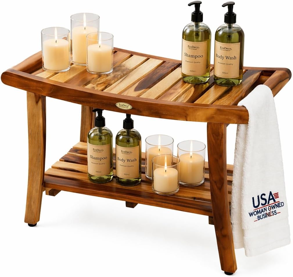Outdoor Furniture For Pool - Teak Shower Bench Spa Bath Shower