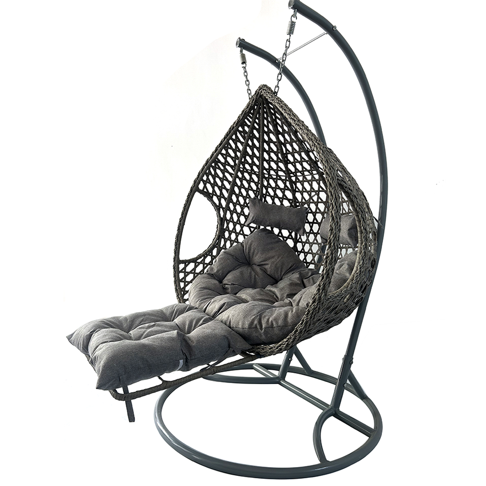 PE Rattan Metal Stand Patio Ha - Garden Swing Chair ulasan dan harga