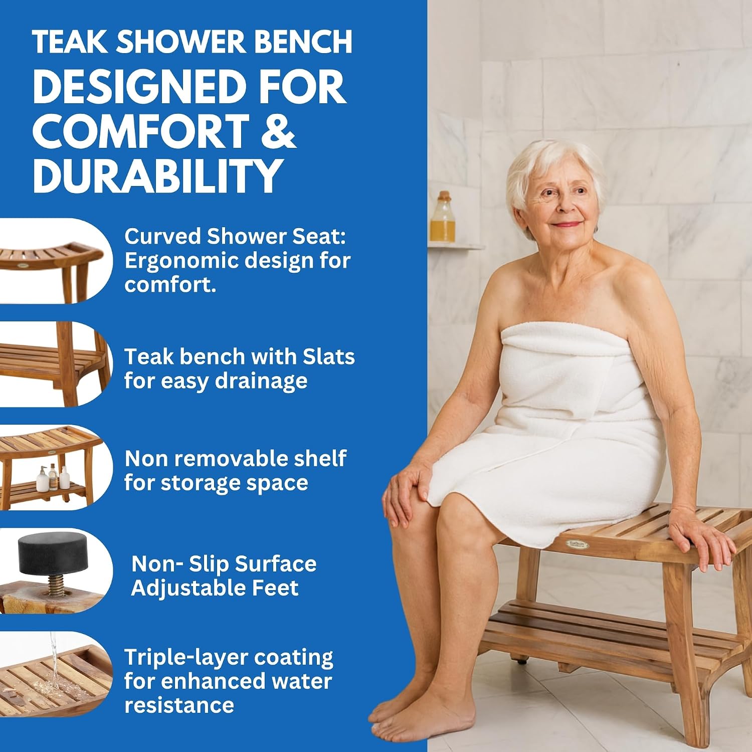 Teak Shower Bench Spa Bath Sho - Outdoor Furniture For Pool ulasan dan harga
